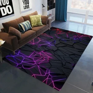 Tapete Geométrico 3D com Luzes de Néon para Decoração de Ambientes - Modelo F, 80cm x 120cm