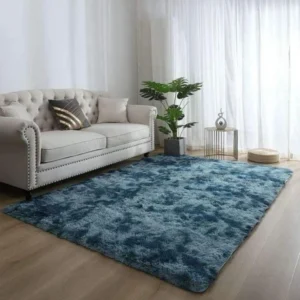 Tapete de Veludo Luxuoso Antiderrapante para Quarto e Sala - Azul, 120x180cm