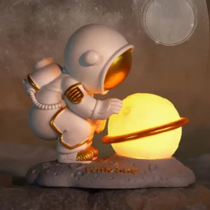 Luz Noturna Astronauta para Bebê - Abajur LED Decorativo - Dourado