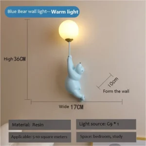 Arandela LED Urso Polar Criativa para Quarto Infantil - Blue wall light 1