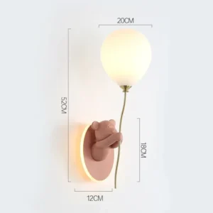 Lâmpada de Parede Urso Balão Decorativa para Quarto Infantil - Rosa