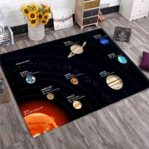Tapete Sistema Solar Antiderrapante para Sala e Quarto Infantil - Cor 4, 120x160cm