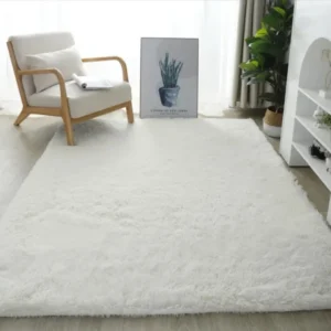 Tapete de Veludo Luxuoso Antiderrapante para Quarto e Sala - BRANCO, 120x160cm