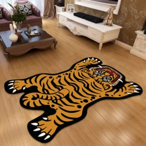 Tapete Infantil em Forma de Tigre Antiderrapante para Sala e Quarto