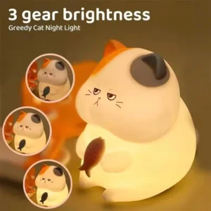 Luz Noturna de Gato Recarregável com Temporizador - Decoração Charmosa - luz quente