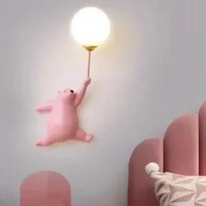 Lâmpada de Parede Infantil Urso Minimalista em Resina