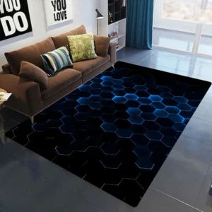 Tapete Geométrico 3D com Luzes de Néon para Decoração de Ambientes - Modelo E, 50cm x 80cm