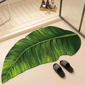 Tapete de Banho Antiderrapante Verde com Secagem Rápida - VIKAMA - 40x60cm, Verde Floral 1