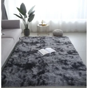 Tapete de Veludo Luxuoso Antiderrapante para Quarto e Sala - Cinza Escuro, 120X200CM