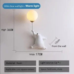 Arandela LED Urso Polar Criativa para Quarto Infantil - White wall light