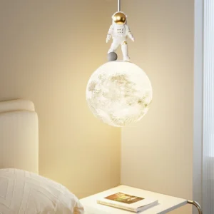 Cabeceira Minimalista com Luzes Pendentes para Quarto Infantil