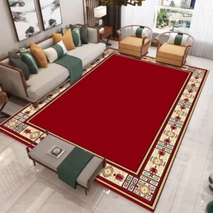 Tapete Vermelho Retro para Sala de Estar - Antiderrapante e Lavável - VERMELHO, 50 x 80 cm