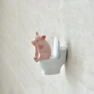 Estátua de Porquinho Fofo para Banheiro - Decoração Divertida
