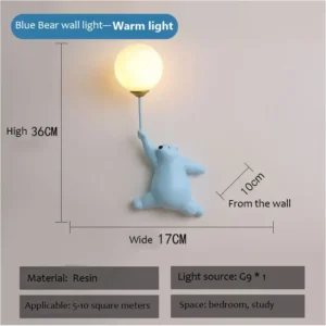 Arandela LED Urso Polar Criativa para Quarto Infantil - Blue wall light