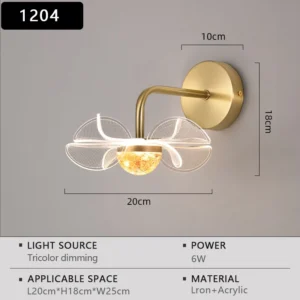 Lâmpada de Parede LED Moderna em Forma de Flor para Decoração - Luz de 3 cores