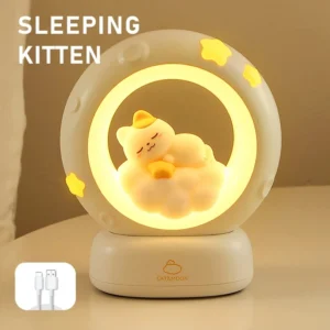 Luz Noturna LED Coelho Recarregável para Decoração do Quarto - Cat