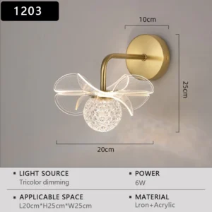 Lâmpada de Parede LED Moderna em Forma de Flor para Decoração - Luz de 3 cores