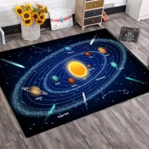 Tapete Sistema Solar Antiderrapante para Sala e Quarto Infantil - Cor 5, 120x160cm