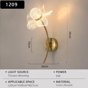 Lâmpada de Parede LED Moderna em Forma de Flor para Decoração - Luz de 3 cores