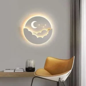 Lâmpada de Parede LED Nuvem Estrelas Lua para Quarto Infantil
