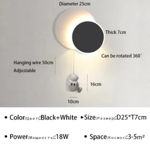 Luminária de Parede LED Moderna para Quarto Infantil e Decoração