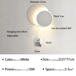 Luminária de Parede LED Moderna para Quarto Infantil e Decoração