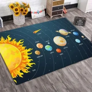 Tapete Sistema Solar Antiderrapante para Sala e Quarto Infantil