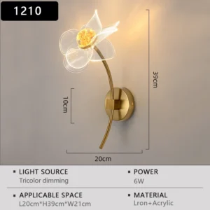 Lâmpada de Parede LED Moderna em Forma de Flor para Decoração - Luz de 3 cores
