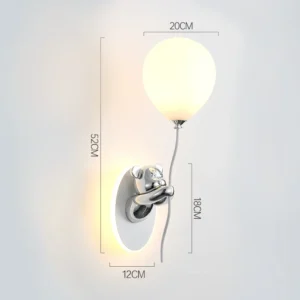 Lâmpada de Parede Urso Balão Decorativa para Quarto Infantil - Cromado