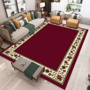 Tapete Vermelho Retro para Sala de Estar - Antiderrapante e Lavável - BRANCO, 120 x 160 cm