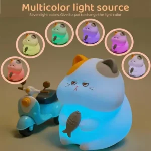 Luz Noturna de Gato Recarregável com Temporizador - Decoração Charmosa - Luz Colorida
