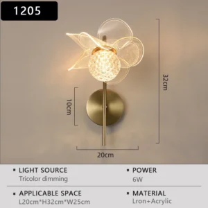 Lâmpada de Parede LED em Forma de Flor - Iluminação Moderna e Decorativa