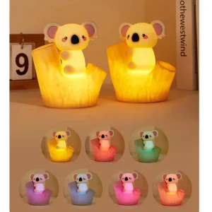Luz de Carregamento USB Coala com Temporizador e Efeito Gradiente - BEGE, 16cm