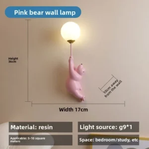 Lâmpada de Parede Infantil Urso Minimalista em Resina