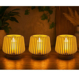 Mini Luminária LED Decorativa 3D com Vela Inclusa – Abajur - Porta-Vela - 3un