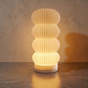 Luminária de Mesa 3D Kumo 28x14cm Bivolt Abajur Decorativo Lâmpada LED Quente Minimalista Japonês - Branca Difusor Branco