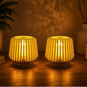 Mini Luminária LED Decorativa 3D com Vela Inclusa – Abajur - Porta-Vela - 2un