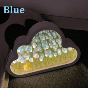 Luminária Tulipa Nuvem “Mar de Flores” – Luz Noturna Decorativa para Mesa - Azul