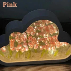 Luminária Tulipa Nuvem “Mar de Flores” – Luz Noturna Decorativa para Mesa - ROSA