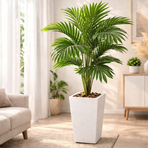 Palmeira Artificial Grande 1,15m com Vaso Decorativo – Planta Artificial Realista para Sala e Escritório