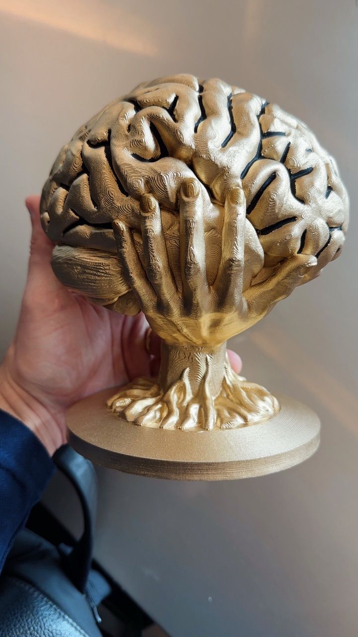 Cérebro humano decoração cor ouro velho
