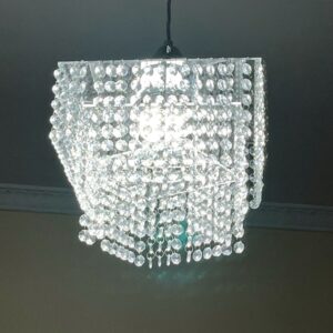 Lustre Pendente Cristal Acrílico 03 Placas Quadrado Promoção