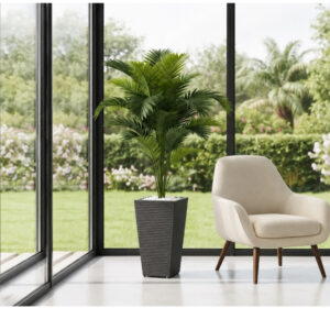 Palmeira Artificial Grande 1,15m com Vaso Decorativo – Planta Artificial Realista para Sala e Escritório