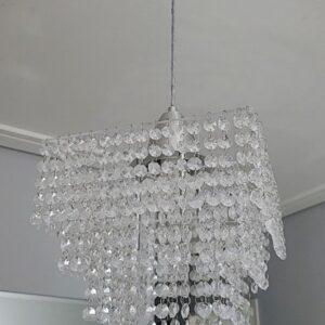 Lustre Pendente Cristal Acrílico 03 Placas Quadrado Promoção