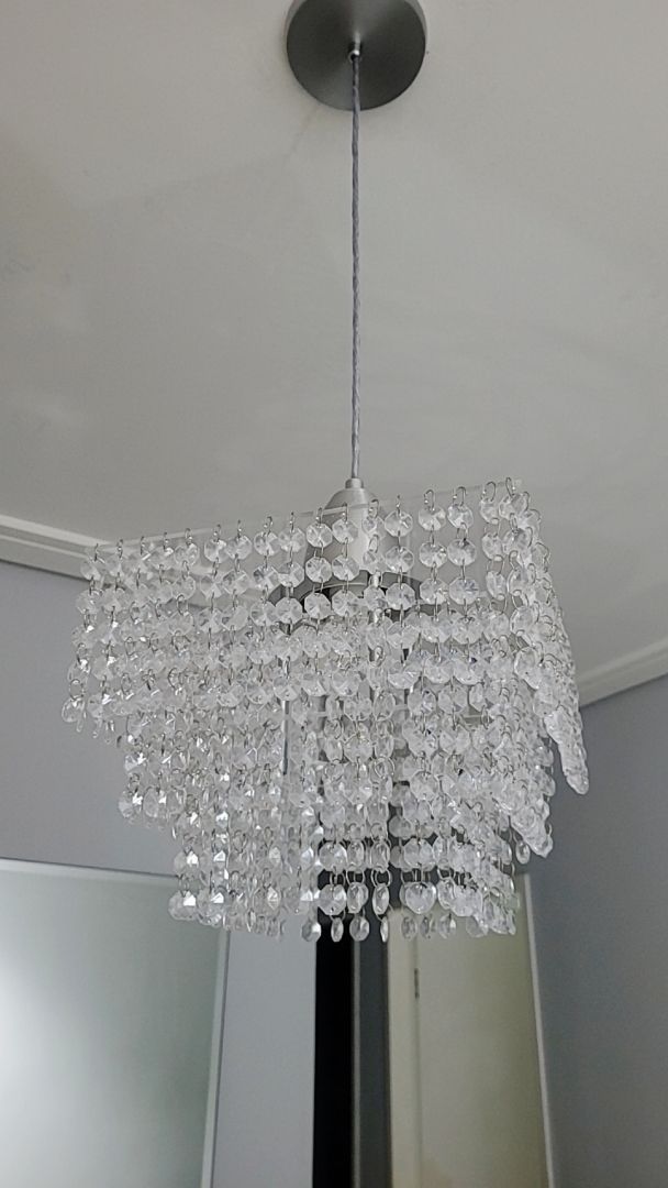 Lustre Pendente Cristal Acrílico 03 Placas Quadrado Promoção