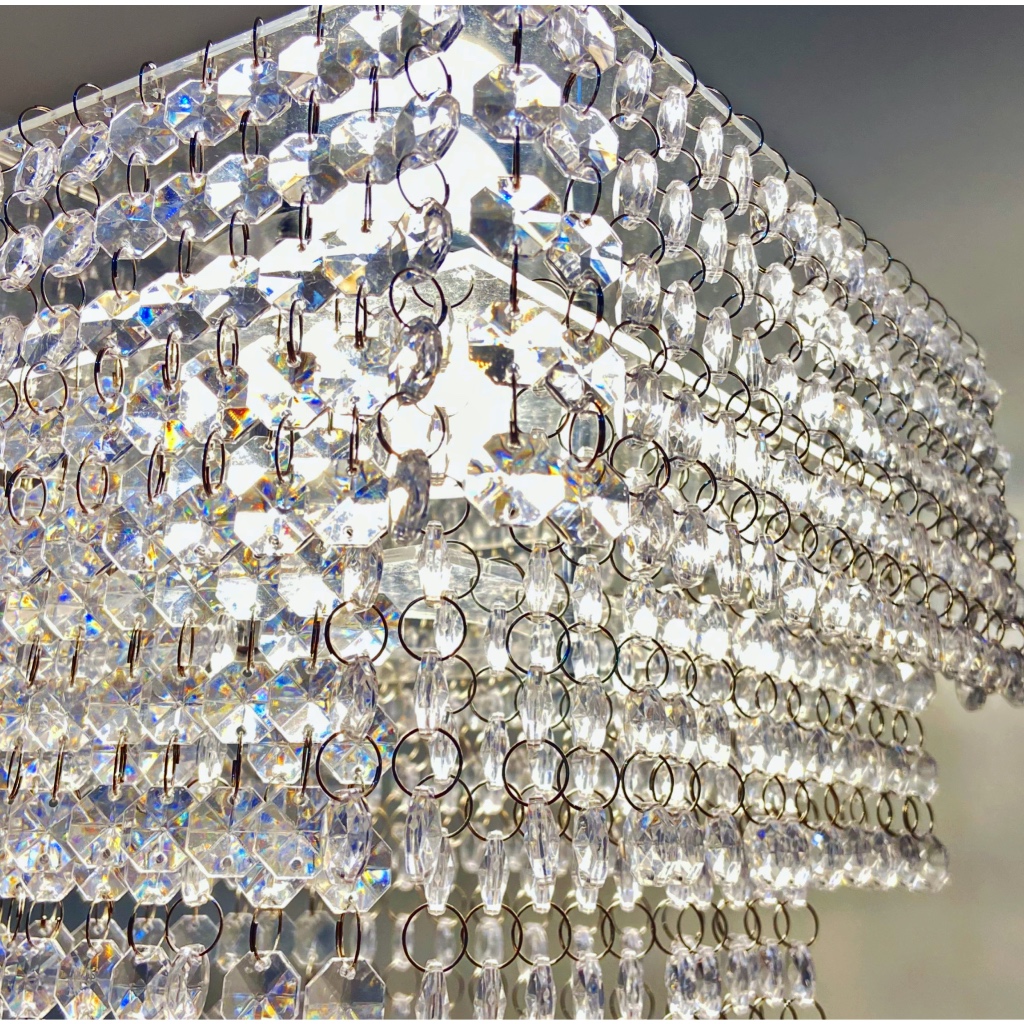 Lustre Pendente Cristal Acrílico 03 Placas Quadrado Promoção