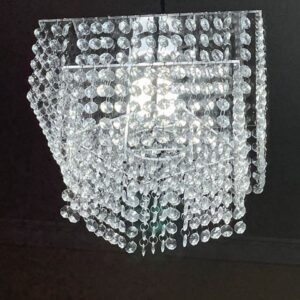 Lustre Pendente Cristal Acrílico 03 Placas Quadrado Promoção