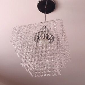 Lustre Pendente Cristal Acrílico 03 Placas Quadrado Promoção