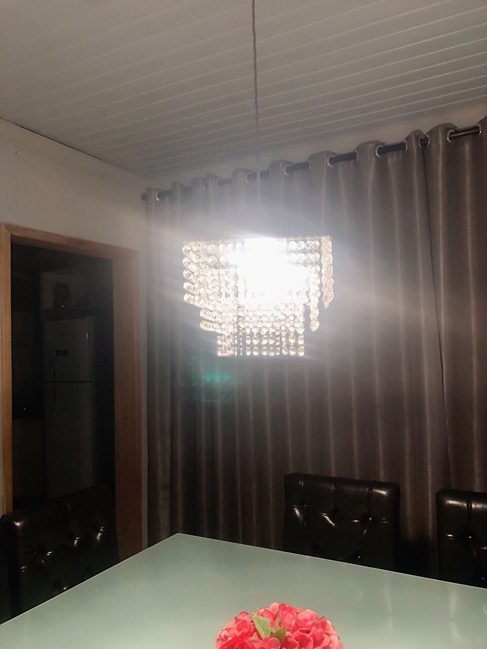 Lustre Pendente Cristal Acrílico 03 Placas Quadrado Promoção