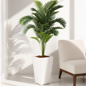 Palmeira Artificial Grande 1,15m com Vaso Decorativo – Planta Artificial Realista para Sala e Escritório